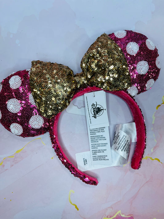 Minnie ears sequin rose and gold